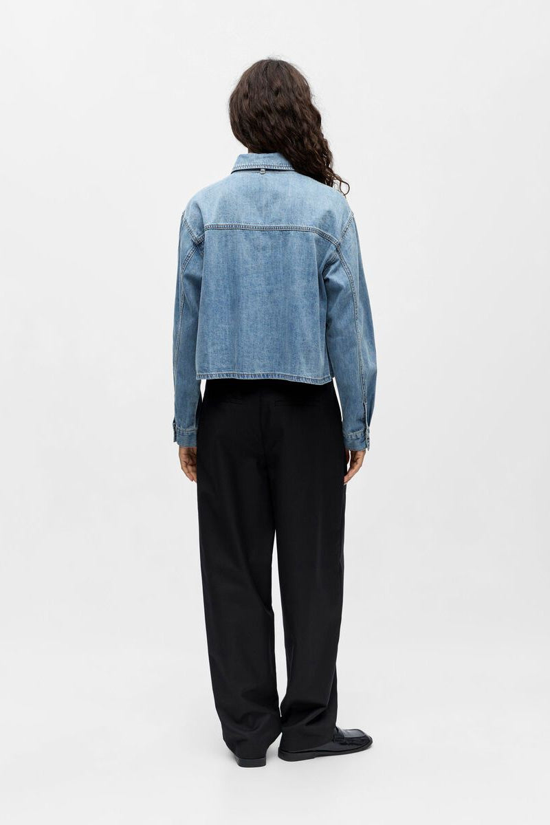 Object Vilma Short Denim Bow Shirt - The Mercantile London