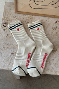 Le Bon Shoppe Embroidered Parchment Boyfriend Socks