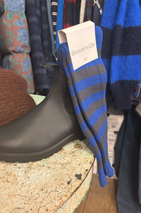 Sommerville Blue Cashmere Stripe Socks - The Mercantile London