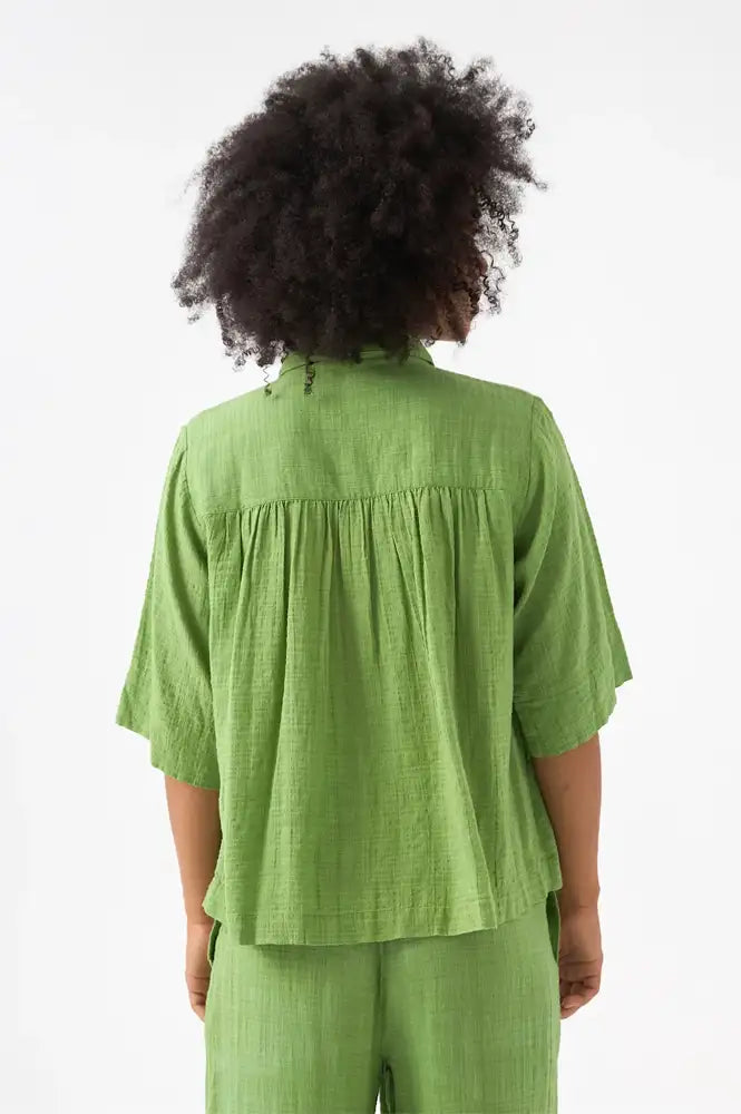 Chicosoleil Rusty Peridot Green Blouse - The Mercantile London