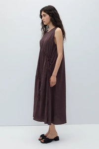 Rita Row Lovie Brown Asymmetric Gathered Dress - The Mercantile London