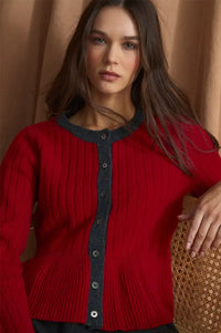 Sophie + Lucie Leila Red Knitted Cardigan