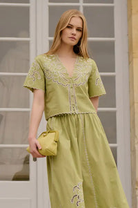 Petite Mendigote Theo Matcha Openwork Top - The Mercantile London