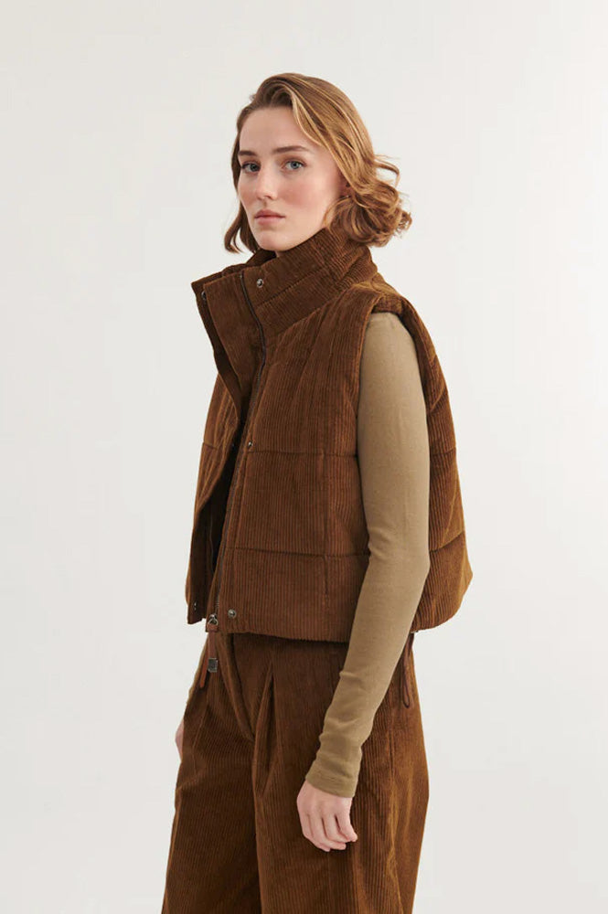 Basic Apparel Isa Desert Palm Padded Vest - The Mercantile London