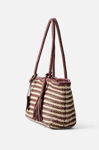 Biba Perkins Striped Brown Braided Leather Bag