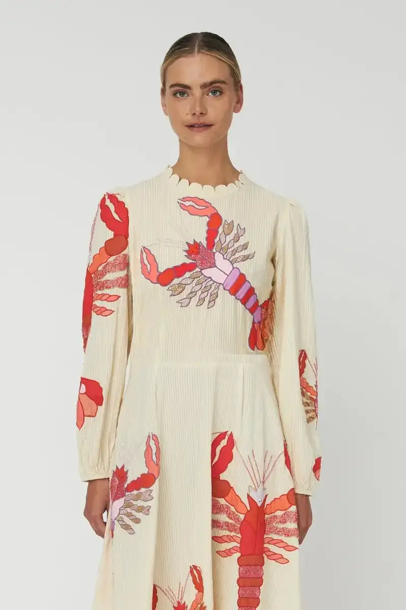 Stella Nova Lobster Embroidered Midi Dress - The Mercantile London