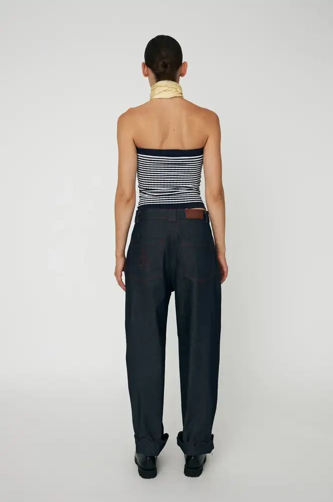 Stella Nova Navy & Creme Knitted Tube Top - The Mercantile London
