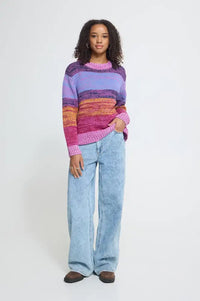 ICHi Alinea Meadow Mauve Striped Knitted Jumper