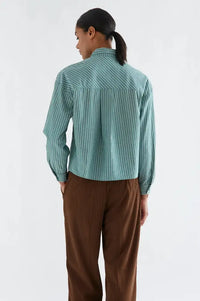 Compania Fantastica Green Striped Tie Detail Shirt