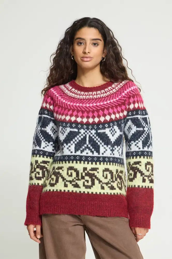 ICHI Cylle Zinfandel Pink & Charcoal Jumper