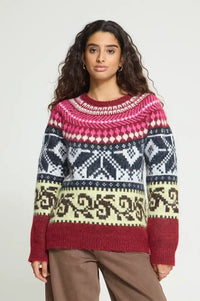 ICHI Cylle Zinfandel Pink & Charcoal Jumper