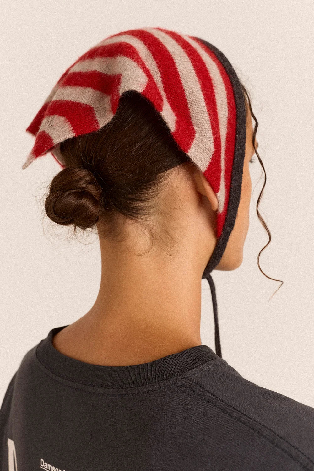 Damson Madder Clara Charcoal Stripe Merino Wool Headscarf