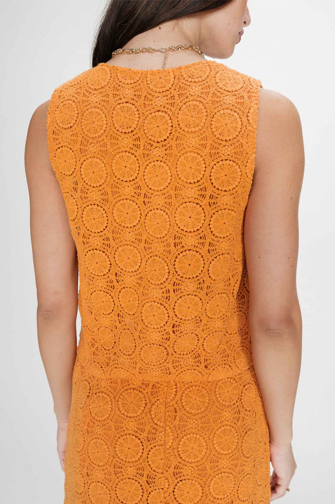 Grace & Mila Vony Orange Crochet Vest Top - The Mercantile London