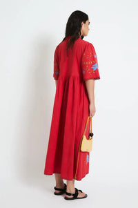 Sophie + Lucie Poppy Red Embroidered Dress - The Mercantile London