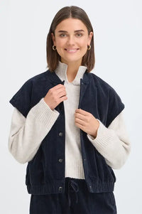 Fransa Salomi Navy Corduroy Waistcoat