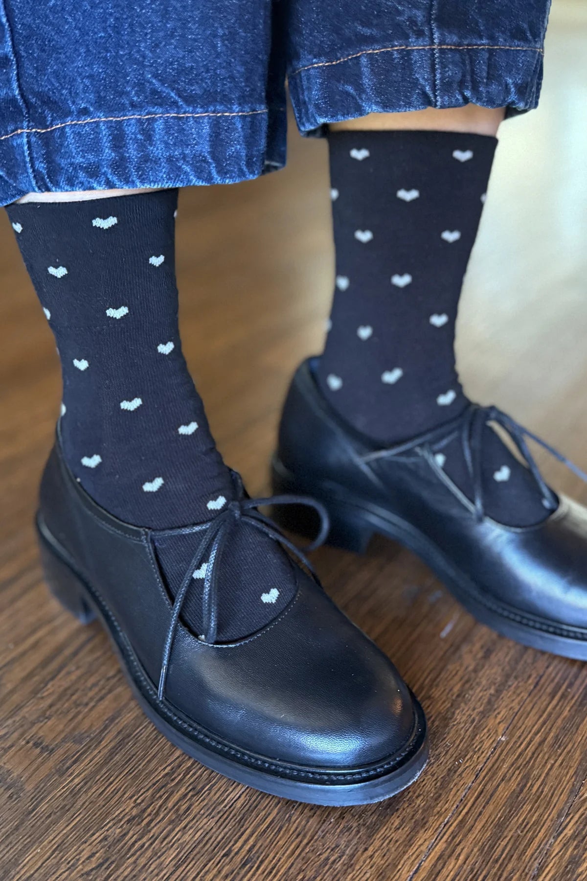 Le Bon Shoppe Black & Cream Heart Sneaker Socks