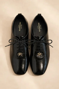 Petite Mendigote Caroline Black Patent Derby Shoes
