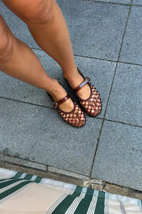 Ansla Brown Woven Mary Jane Flats