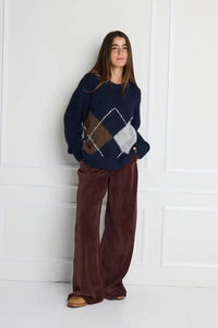 ICHI Bayana Total Eclipse Argyle Jumper