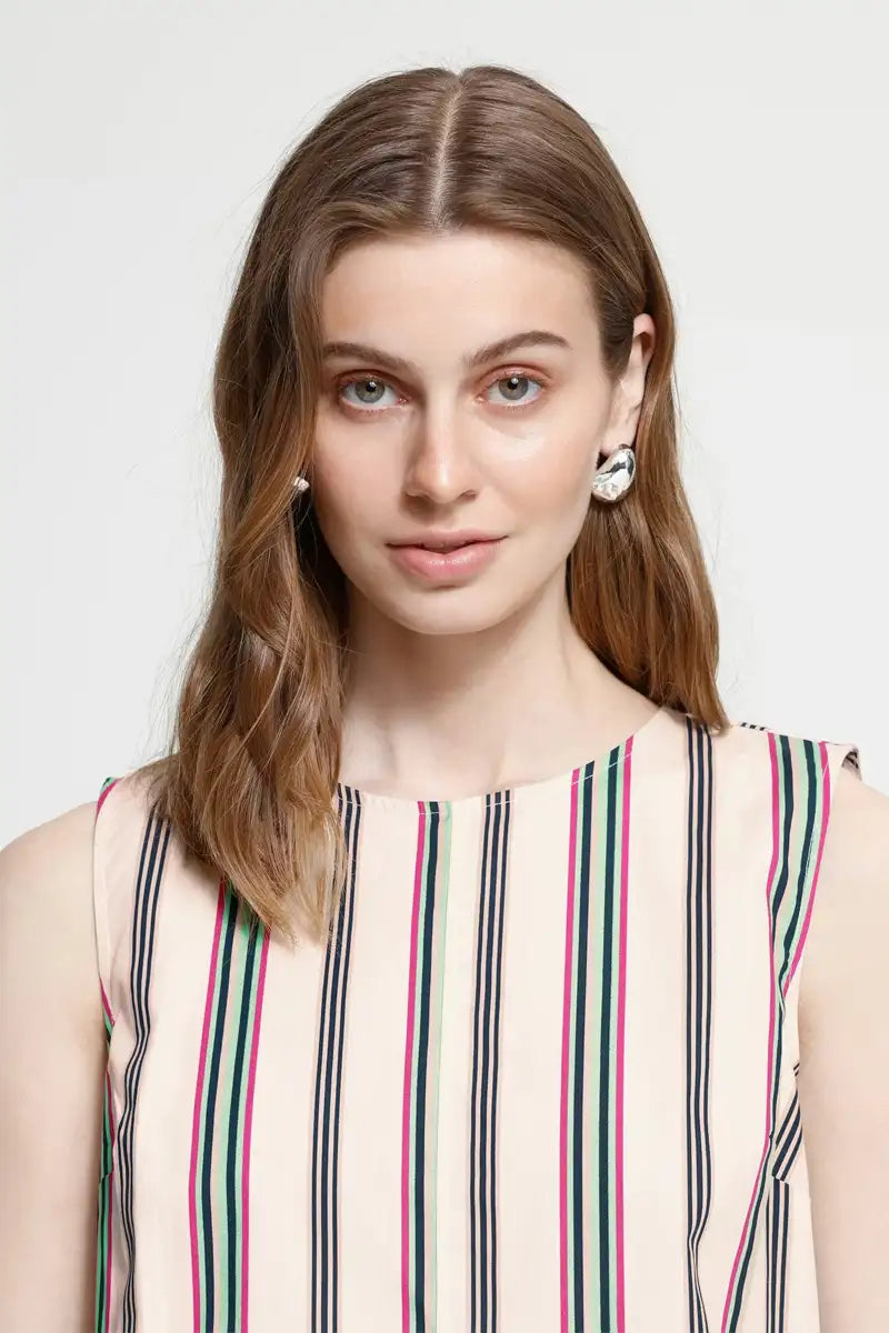 ICHI Leanna Multi Stripe Top - The Mercantile London