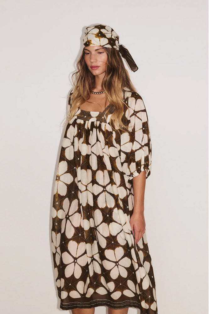 Stella Forest Lotus Brown Print Dress - The Mercantile London