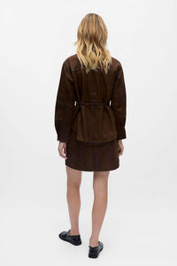 Object Cinna Cocoa Brown Leather Shirt - The Mercantile London