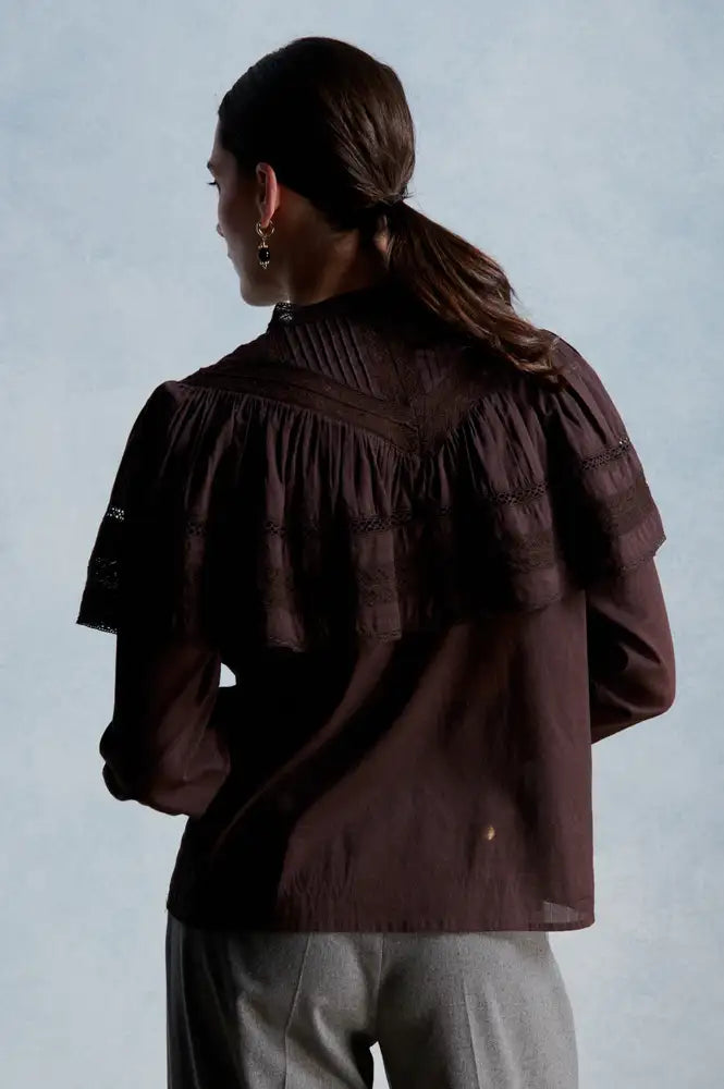 Petite Mendigote Milady Chocolate Ruffle Blouse