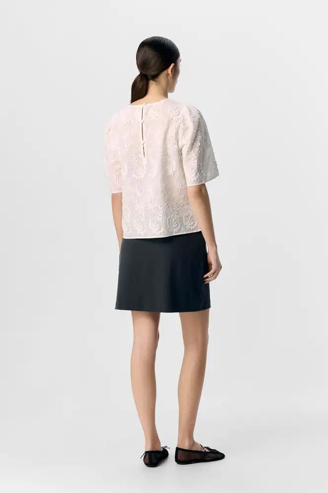 Object Mya Cloud Dancer Short Sleeve Blouse - The Mercantile London