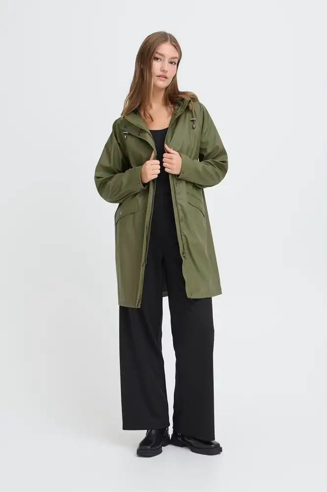 ICHI Tazi Kalamata Green Raincoat