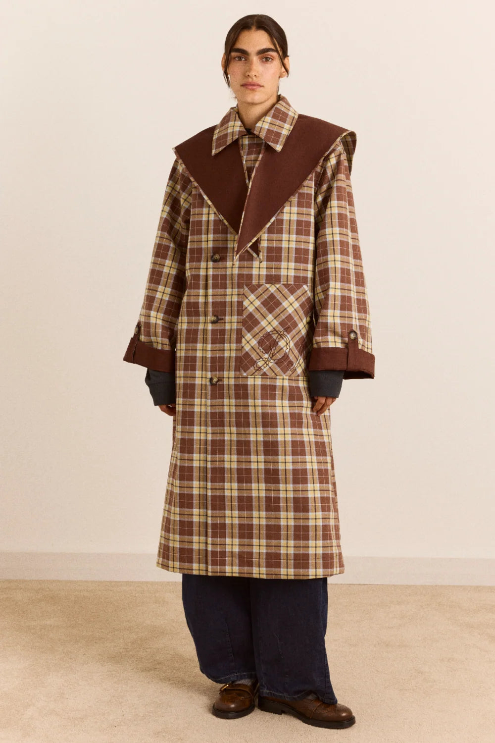 Damson Madder Jerry Chocolate Reversible Trench