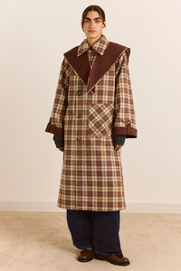 Damson Madder Jerry Chocolate Reversible Trench