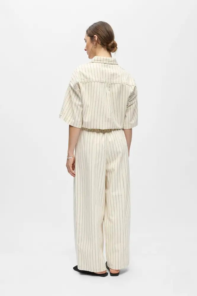 Object Cally Birch Pinstripe Cropped Denim Trousers - The Mercantile London