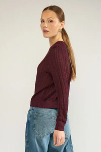 Numph Misla Metallic Fig Cardigan
