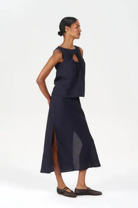 Komodo Zizi Navy Tencel Linen Top - The Mercantile London