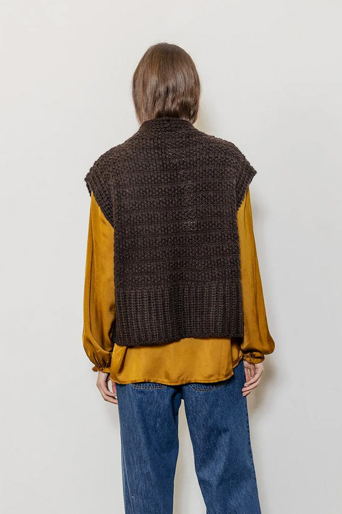 Project AJ117 Susie Chocolate Knit Vest - The Mercantile London
