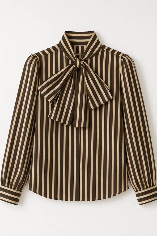 Sophie + Lucie Brown Trio Striped Blouse
