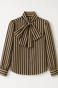 Sophie + Lucie Brown Trio Striped Blouse