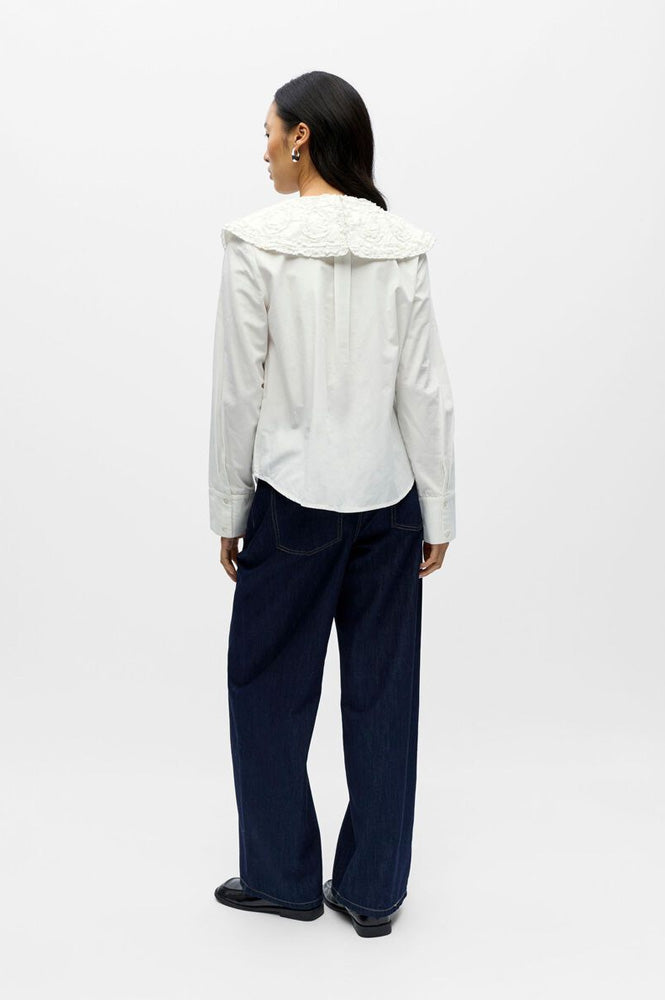 Object Enesa Cloud Dancer Shirt With Oversized Collar - The Mercantile London