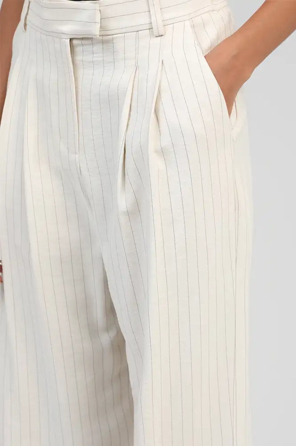 An'ge Patila Beige Striped Trousers - The Mercantile London