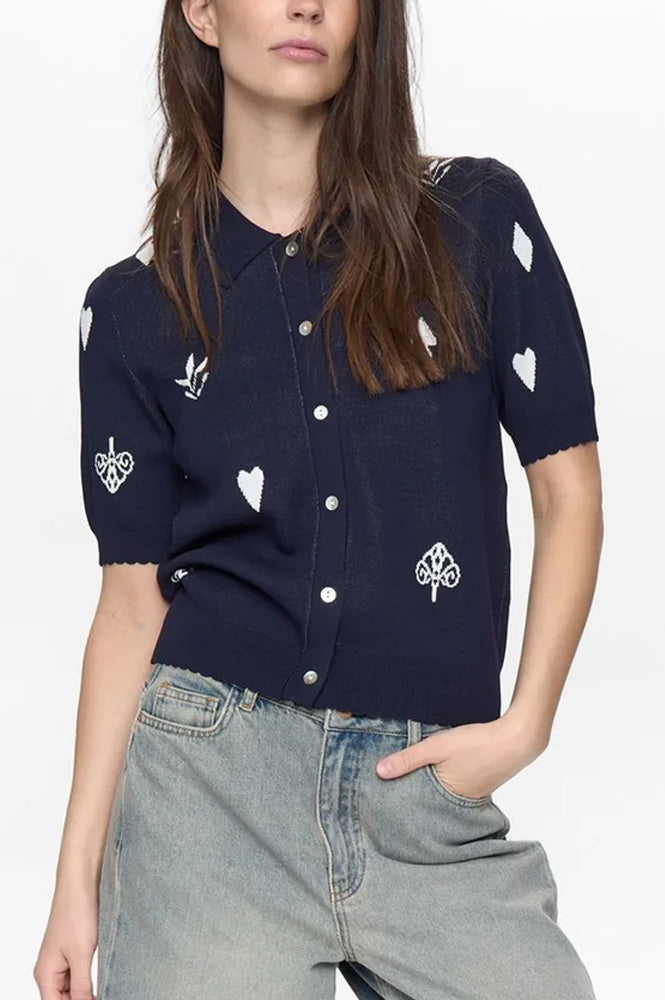 Numph Malitta Dark Sapphire Short-Sleeve Cardigan