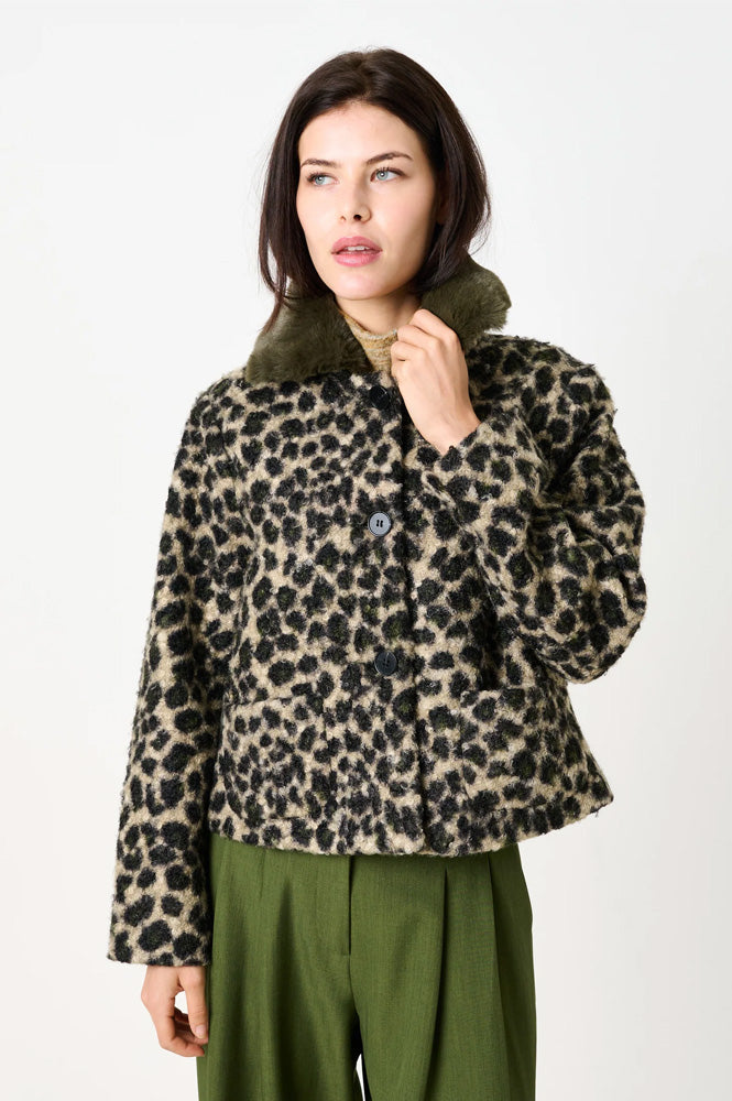 Louche Apple Green Leopard Jacket