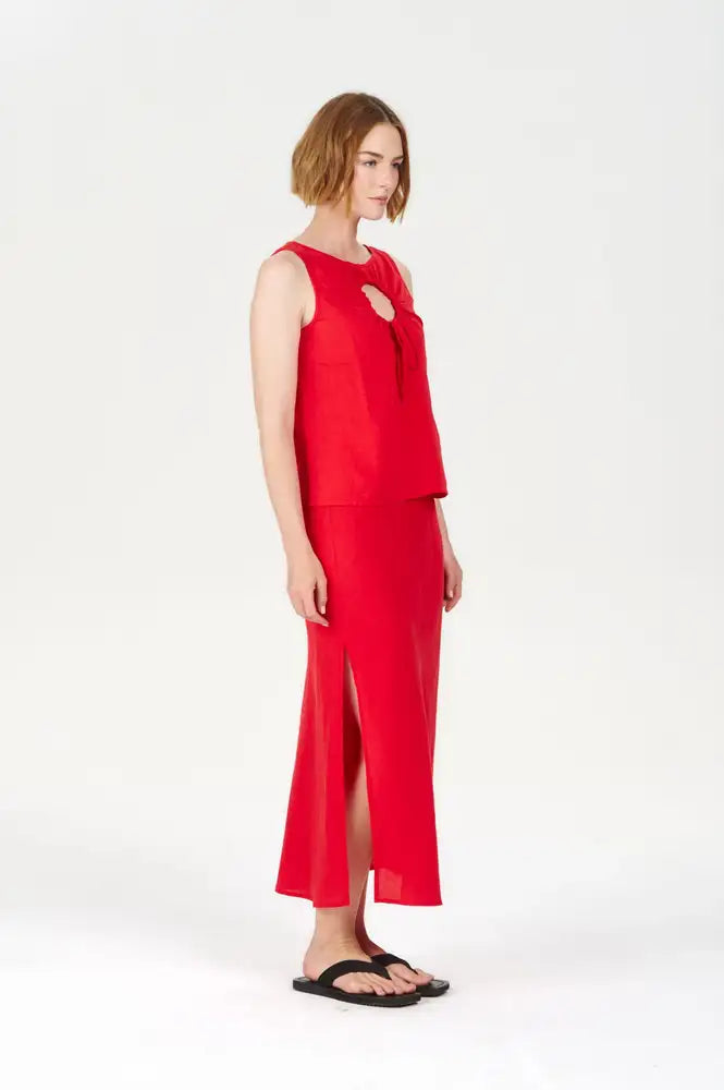 Komodo Zizi Coral Tencel Linen Top - The Mercantile London
