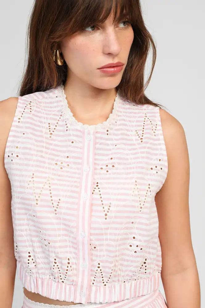 An'ge Salyta Coral Striped Top - The Mercantile London