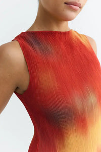 Thinking Mu Dora Red Flowers Pleated Top - The Mercantile London