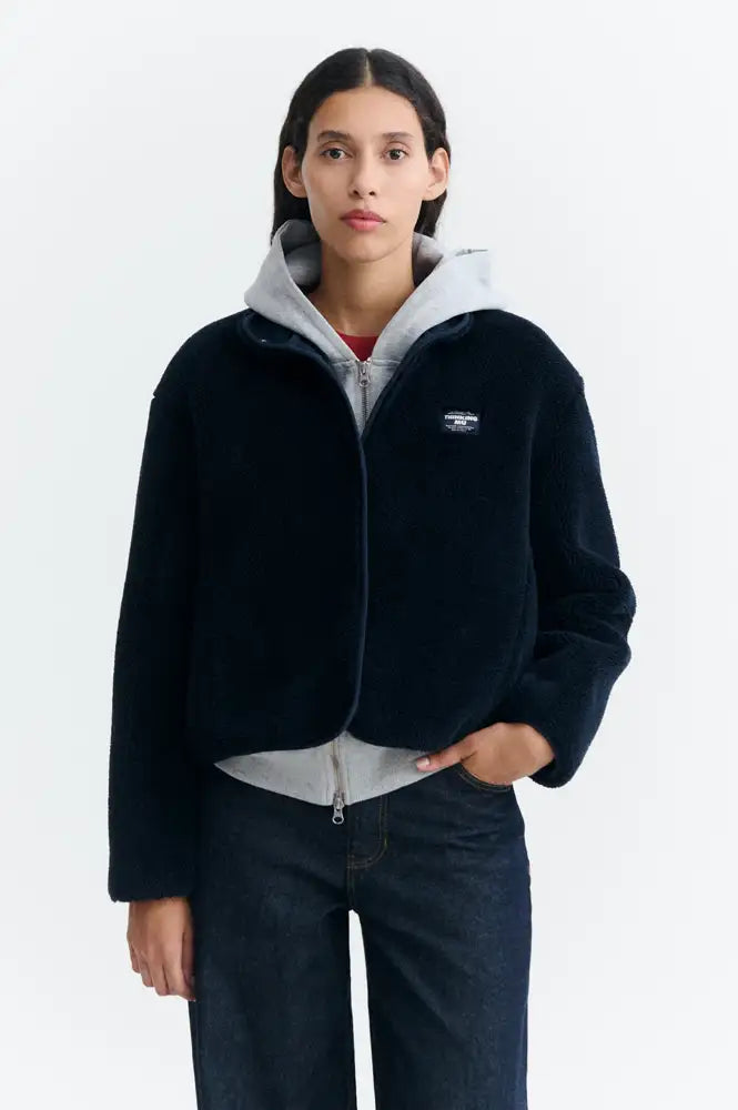 Thinking Mu Kourtney Navy Shearling Jacket - The Mercantile London