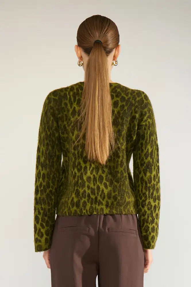 Numph Riette Calla Green Leopard Jumper