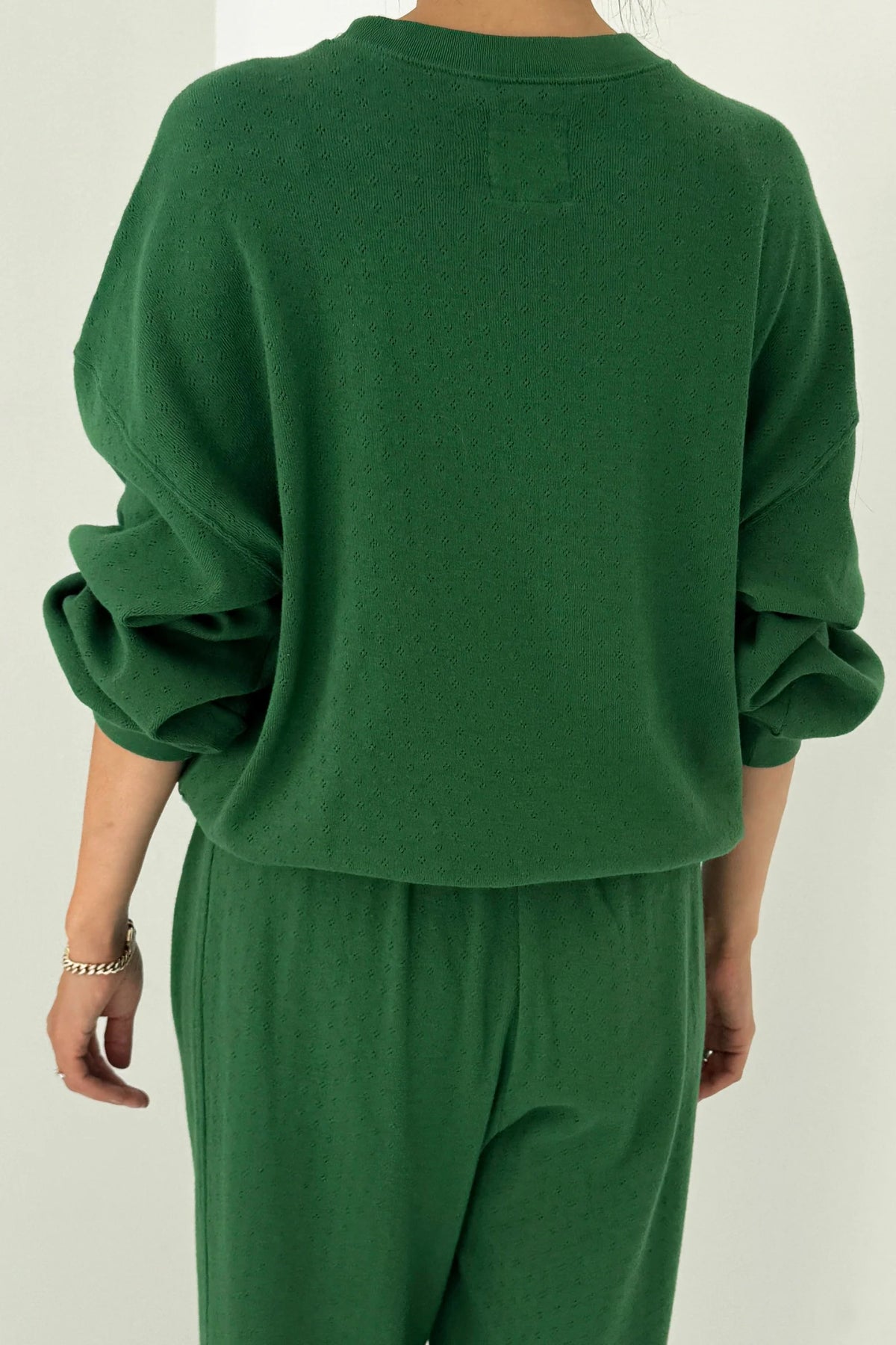Le Bon Shoppe Pointelle Core Moss Green Sweatshirt