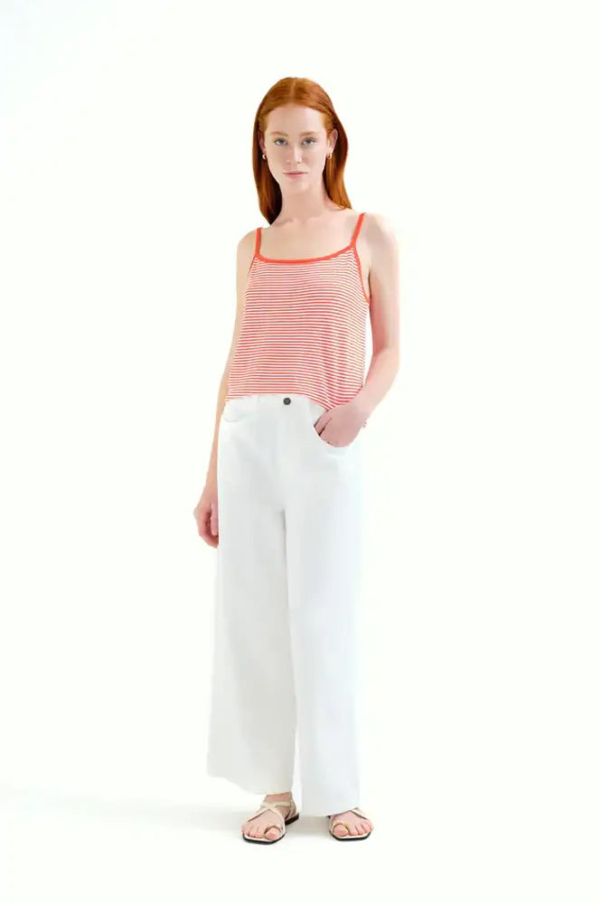 Compania Fantastica White & Red Striped Vest