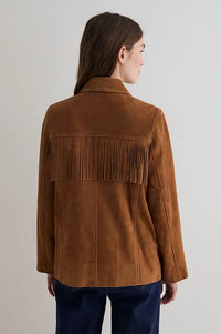 Yerse Camel Tassel Suede Jacket