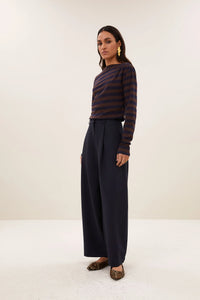 By-Bar Leya Coffee Bean Big Stripe Top